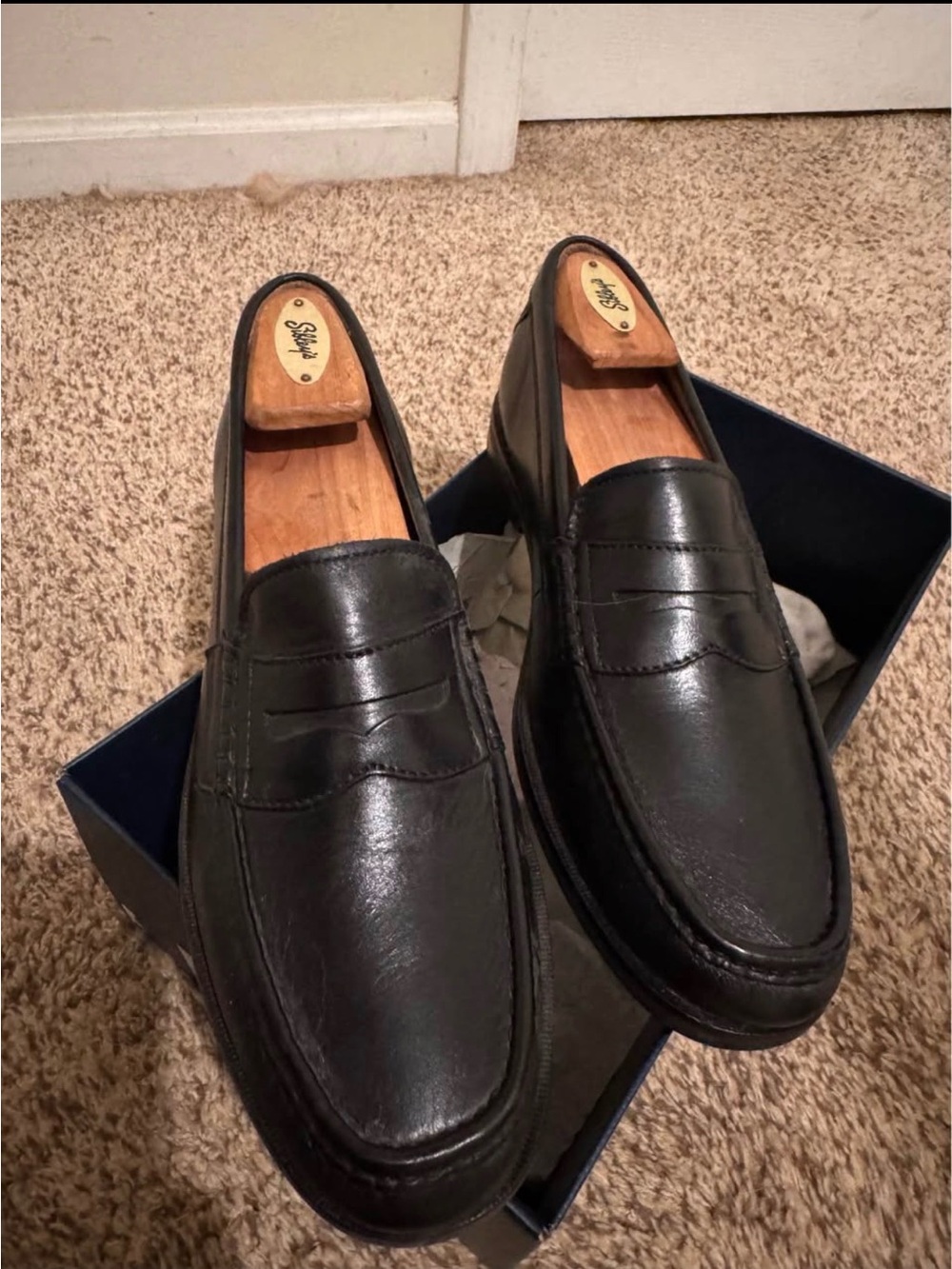 Cole Haan Black Leather Penny Loafers